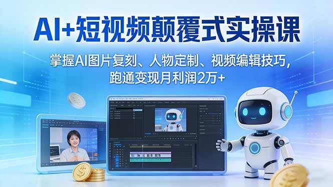 (2.27)AI+短视频颠覆式实操课：掌握AI图片复刻、人物定制、视频编辑技巧，跑通变现月利润2万+