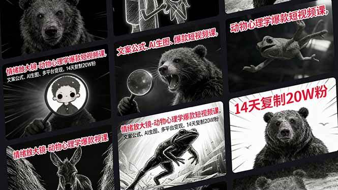 (2.12)情绪放大镜-动物心理学爆款短视频课，文案公式、AI生图、多平台变现，14天复制20W粉
