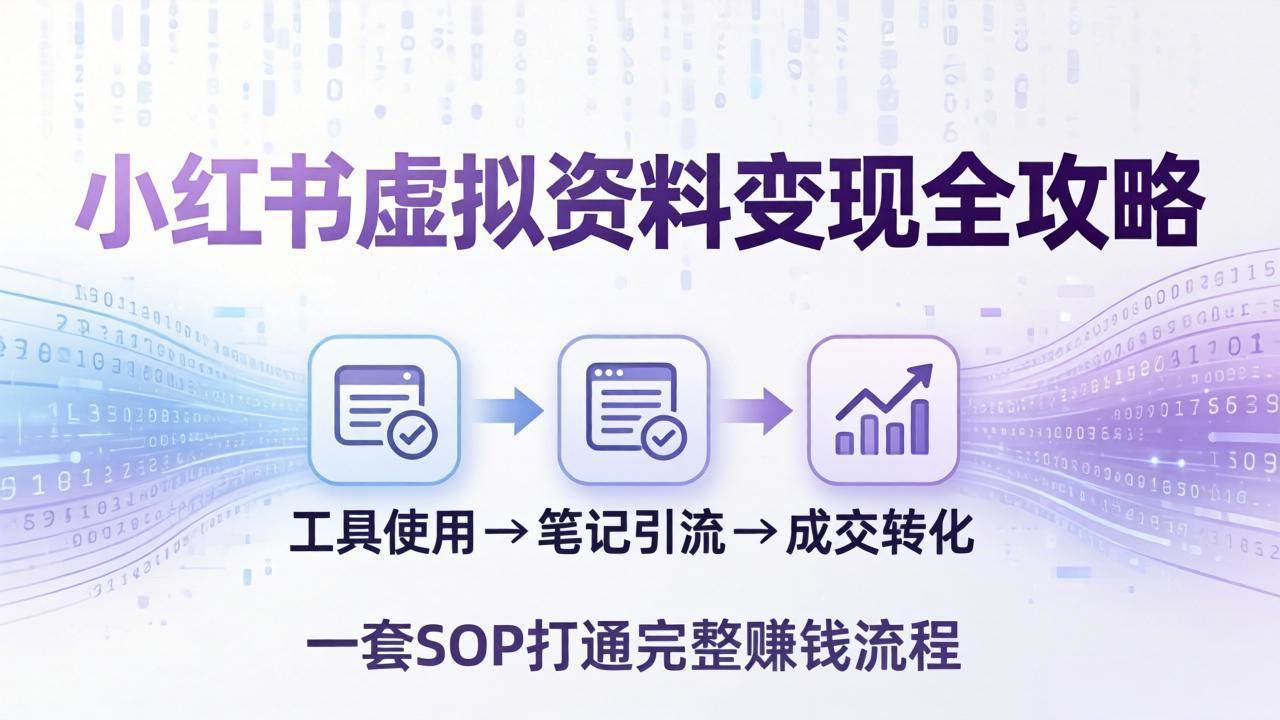(3.28)小红书虚拟资料变现全攻略：从工具使用到笔记引流成交，一套 SOP 打通完整赚钱流程