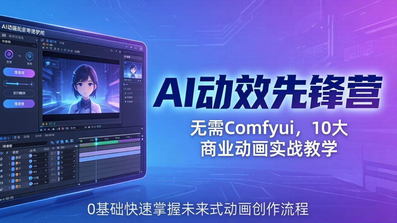 (4.18)AI 动效先锋营：无需Comfyui，10大商业动画实战教学，0基础快速掌握未来式动画创作流程