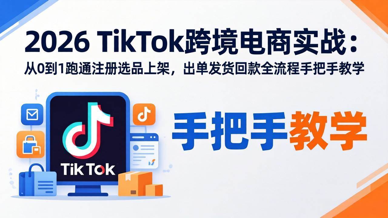 (4.15)2026TikTok跨境电商实战-更新：从0到1跑通注册选品上架，出单发货回款全流程手把手教学