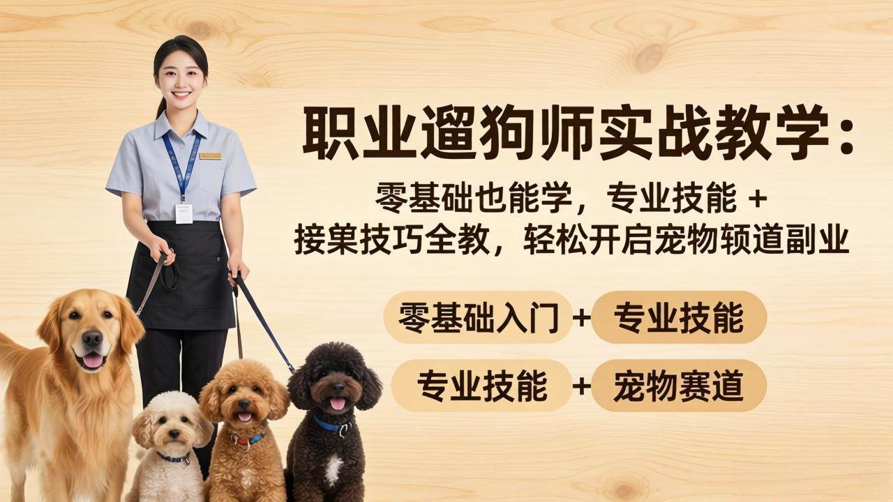 (4.21)职业遛狗师实战教学：零基础也能学，专业技能 + 接单技巧全教，轻松开启宠物赛道副业