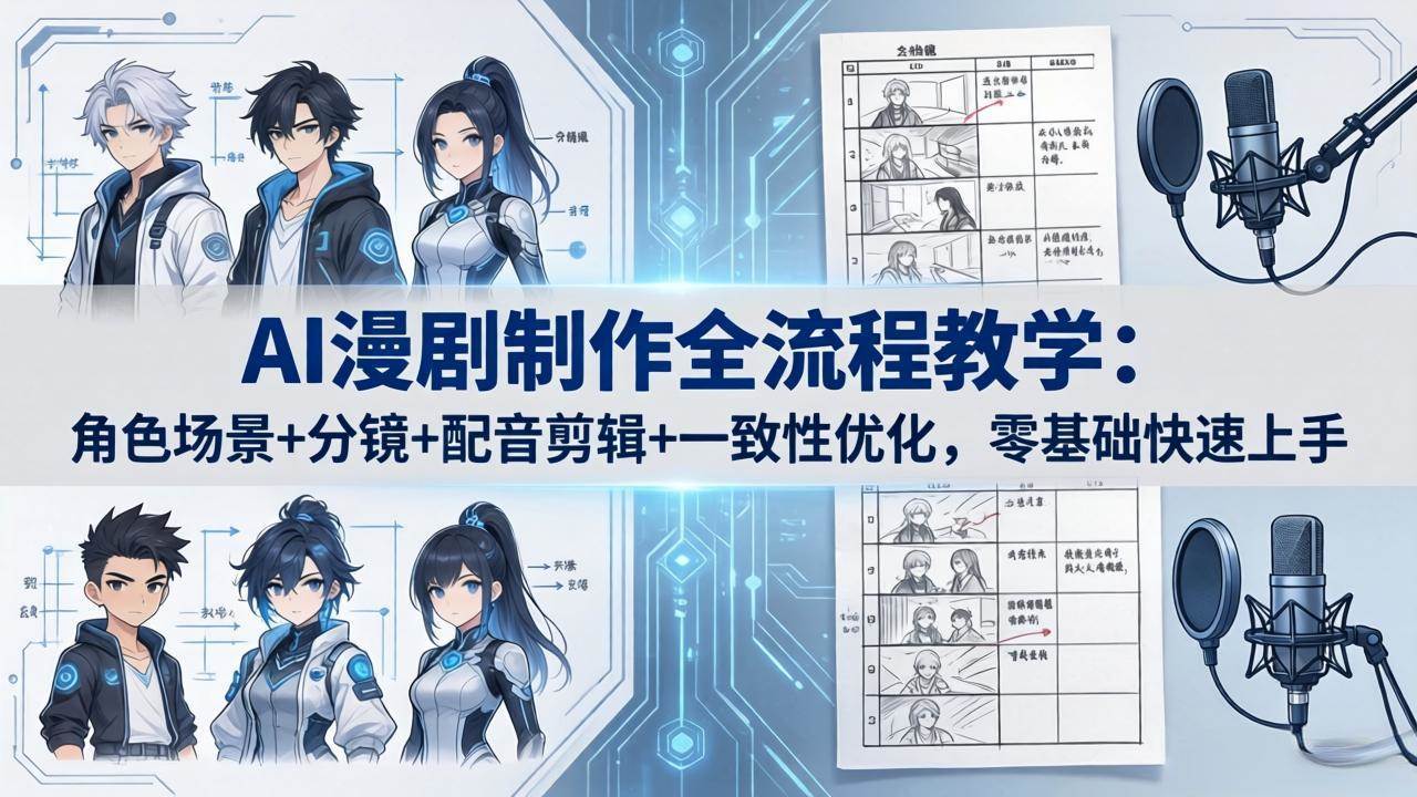 (4.19)AI漫剧制作全流程教学：角色场景+分镜+配音剪辑+一致性优化，零基础快速上手