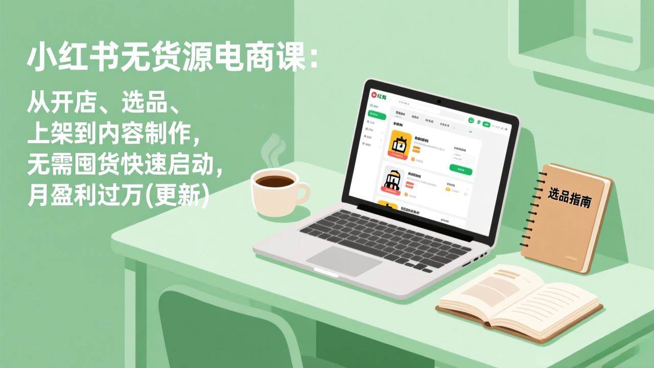 (6.23)小红书无货源电商课(6月22更新)：从开店、选品、上架到内容制作，无需囤货快速启动，月盈利过万