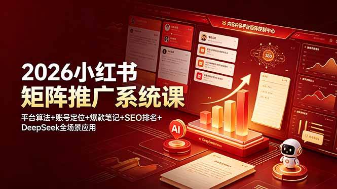 (7.01)2026小红书矩阵推广系统课：平台算法+账号定位+爆款笔记+SEO排名+DeepSeek全场景应用
